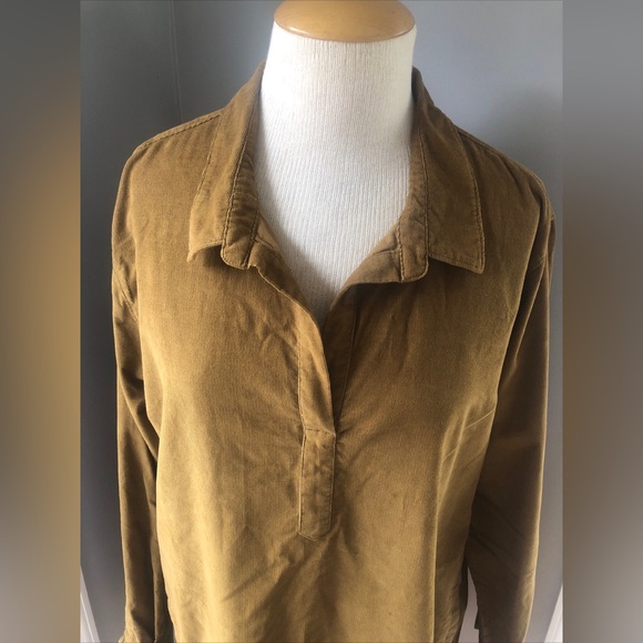 Garnet Hill Corduroy Tunic Womens Size Large Feather-Wale Cotton Gingerbread - Picture 2 of 5